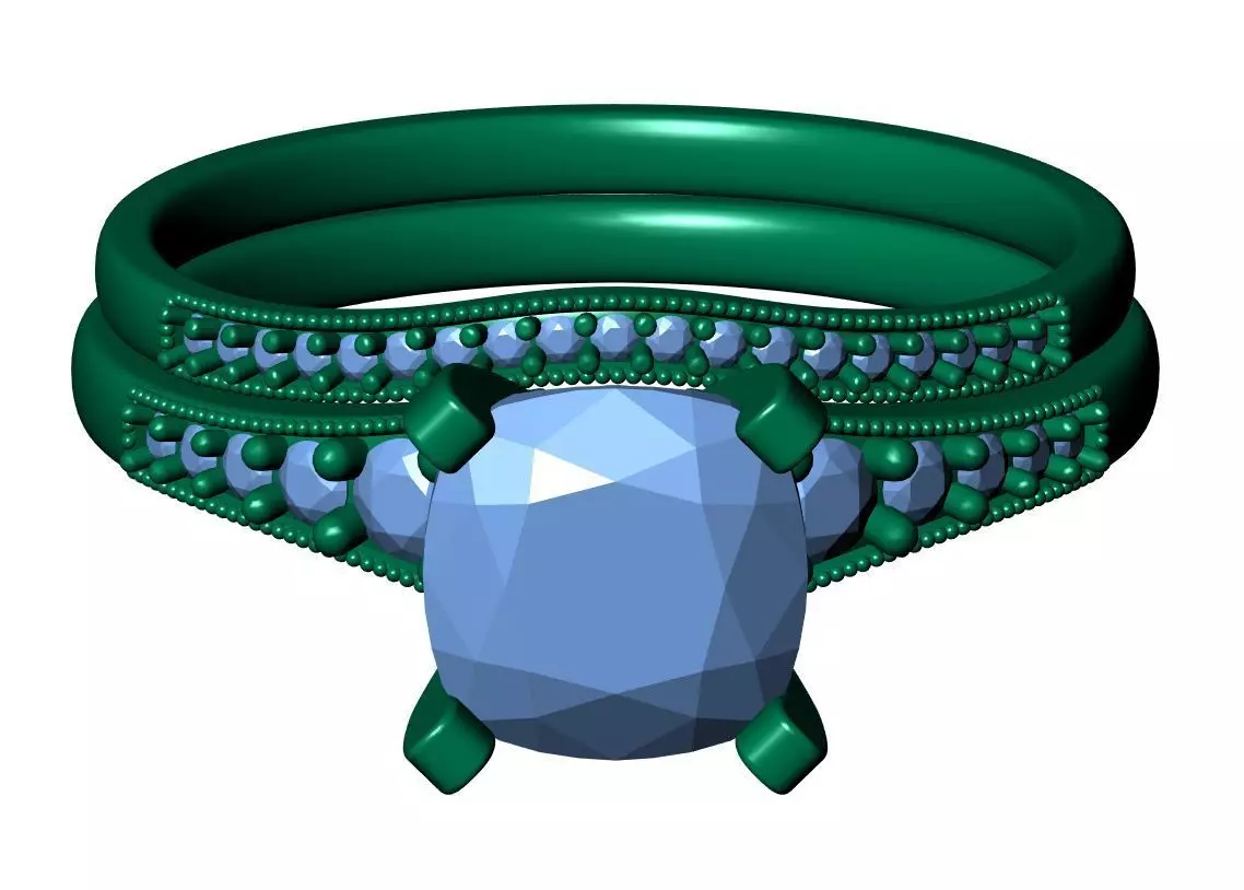 Square Cushion Engagement Ring 3D print model_10