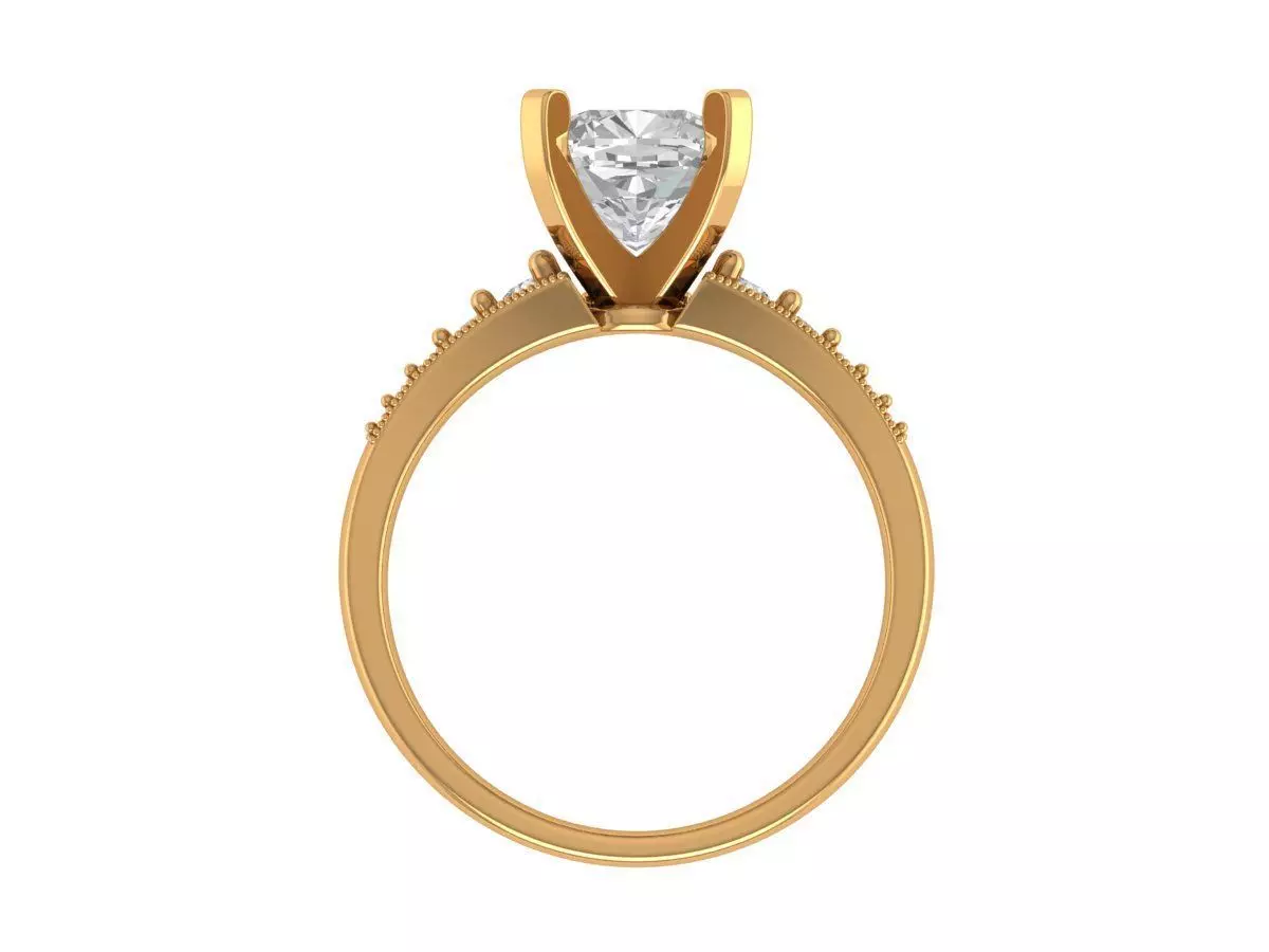 Square Cushion Engagement Ring 3D print model_5