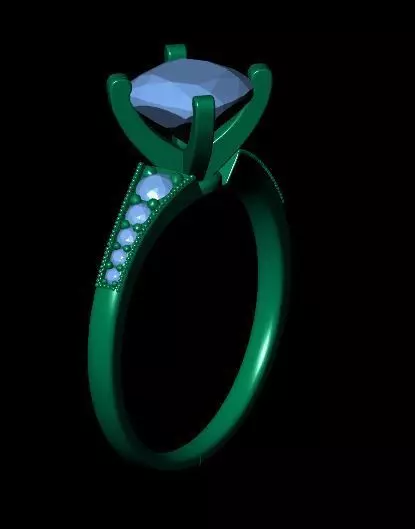 Square Cushion Engagement Ring 3D print model_14