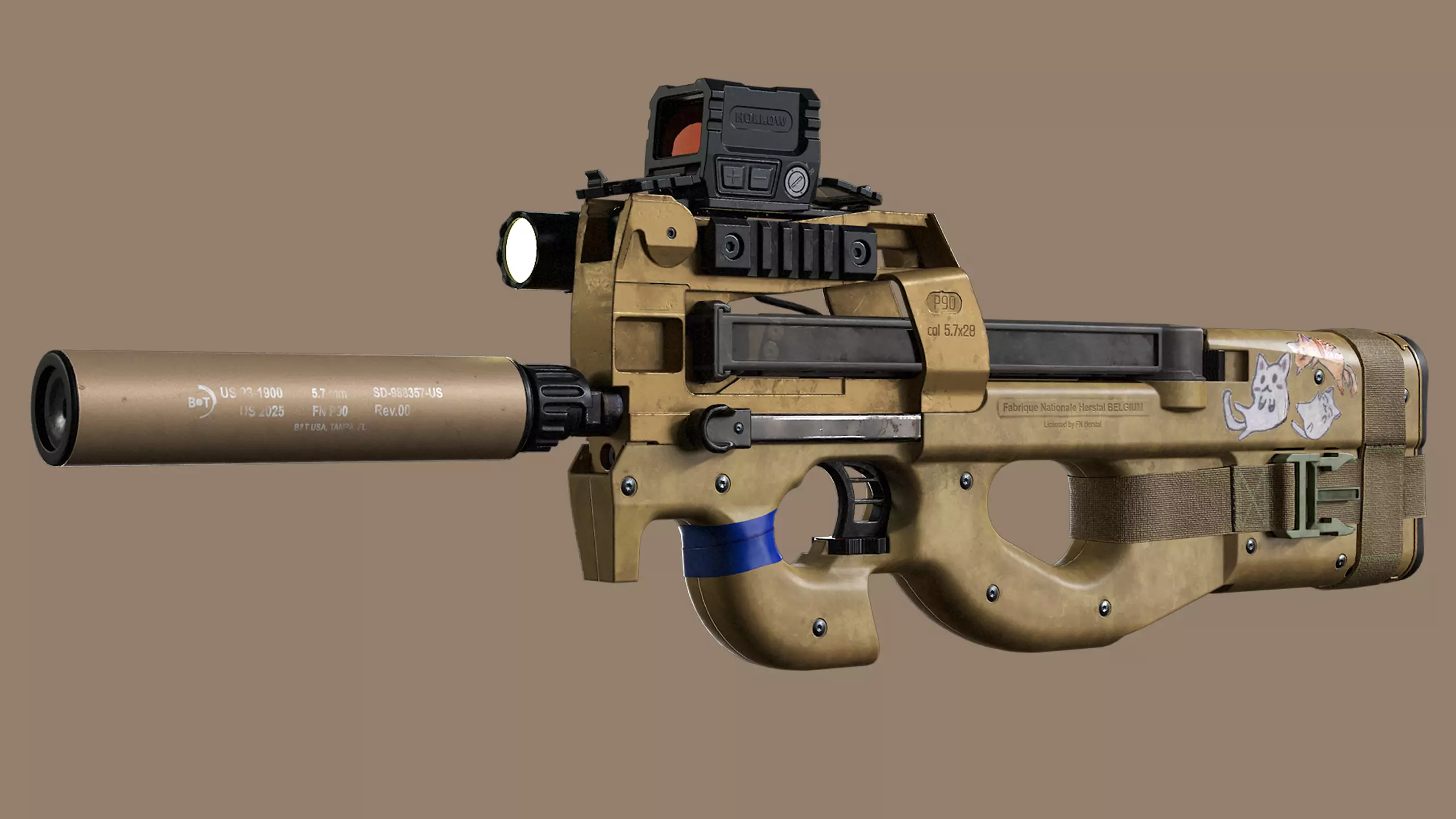 3D model P90 - Flat Dark Earth FDE VR / AR / low-poly | CGTrader