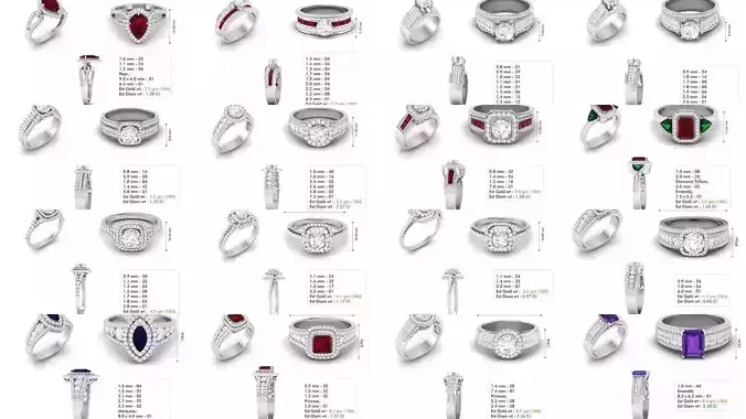 Diamond Women Rose Flower Gold Rings 500pcs