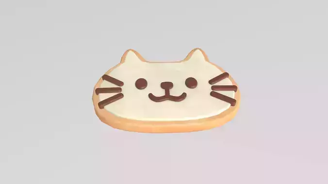 Stylized Low-Poly Cat Shaped Cookie Low-poly 3D model 4