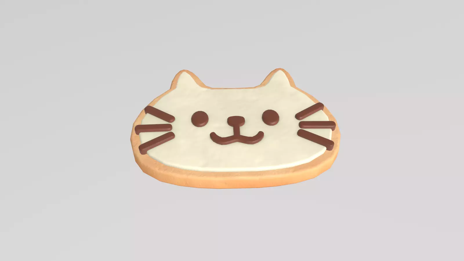 Stylized Low-Poly Cat Shaped Cookie Low-poly 3D model_4