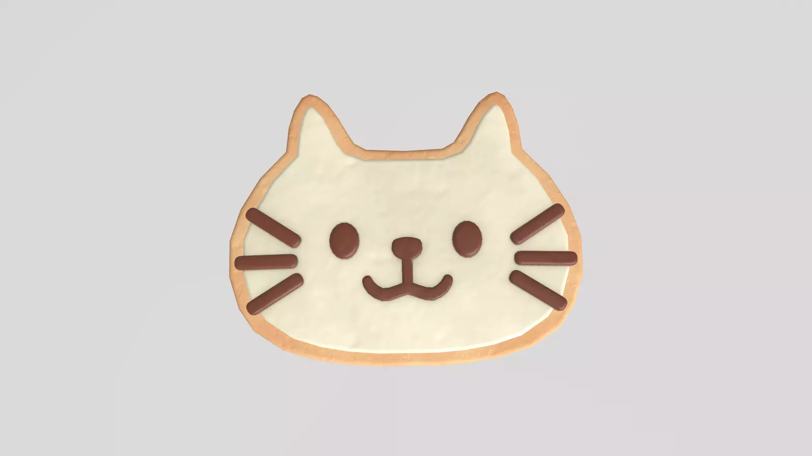 Stylized Low-Poly Cat Shaped Cookie Low-poly 3D model_10
