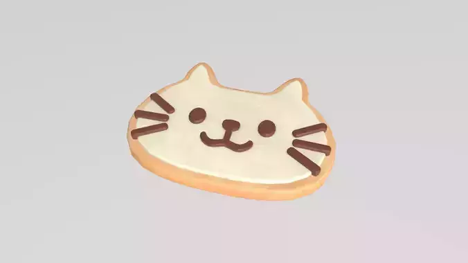 Stylized Low-Poly Cat Shaped Cookie Low-poly 3D model 3