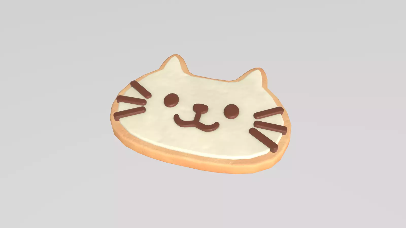 Stylized Low-Poly Cat Shaped Cookie Low-poly 3D model_3