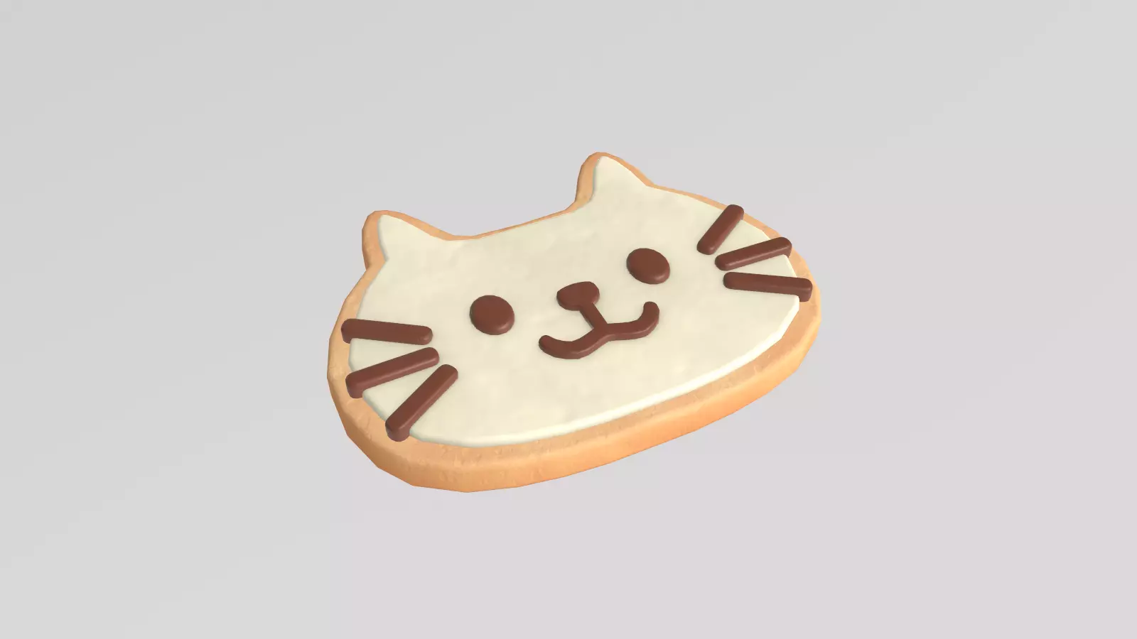 Stylized Low-Poly Cat Shaped Cookie Low-poly 3D model_9