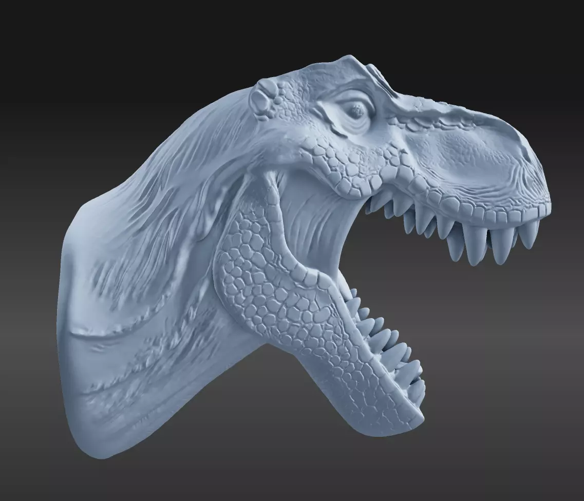 Dinosaur Wall Bust 3D print model_1