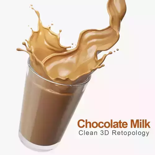 Realistic Pouring Chocolate milk or Coffee into a glass  3D model