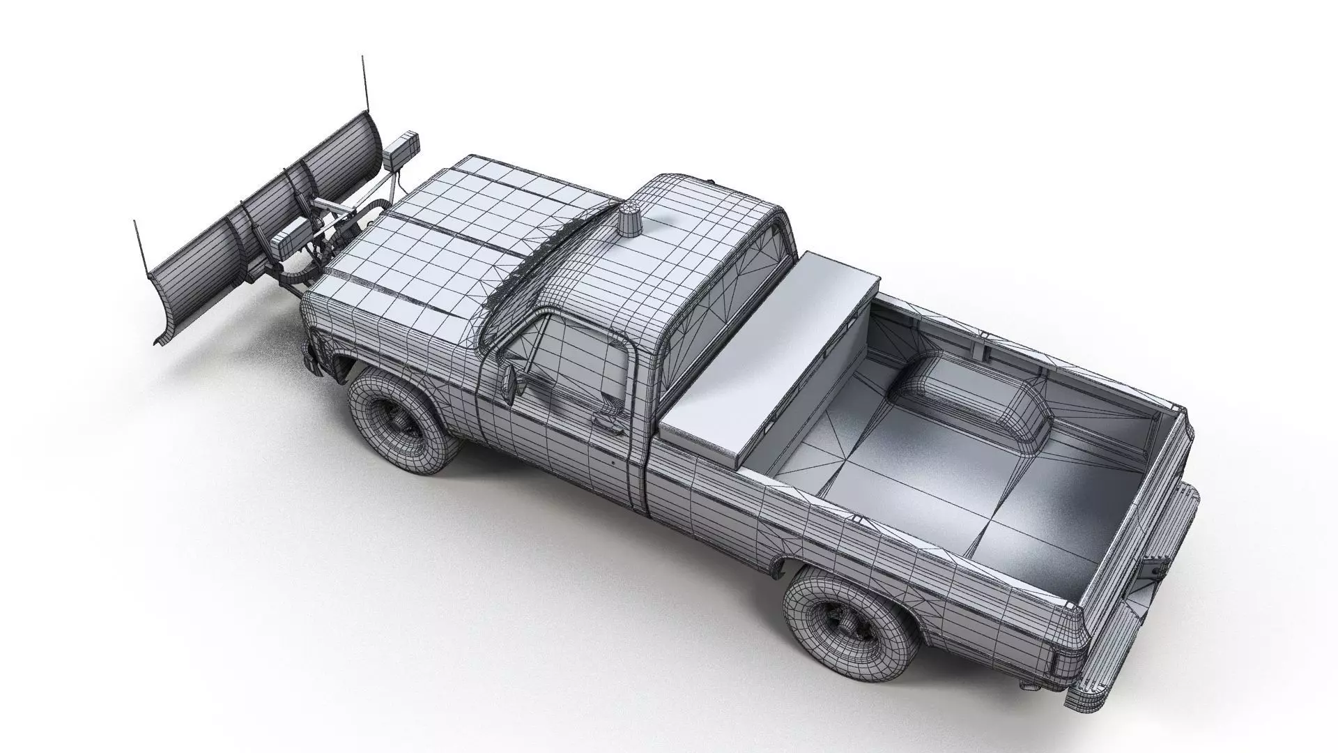 Snow plug 4x4 american pickup truck Low-poly 3D model_27