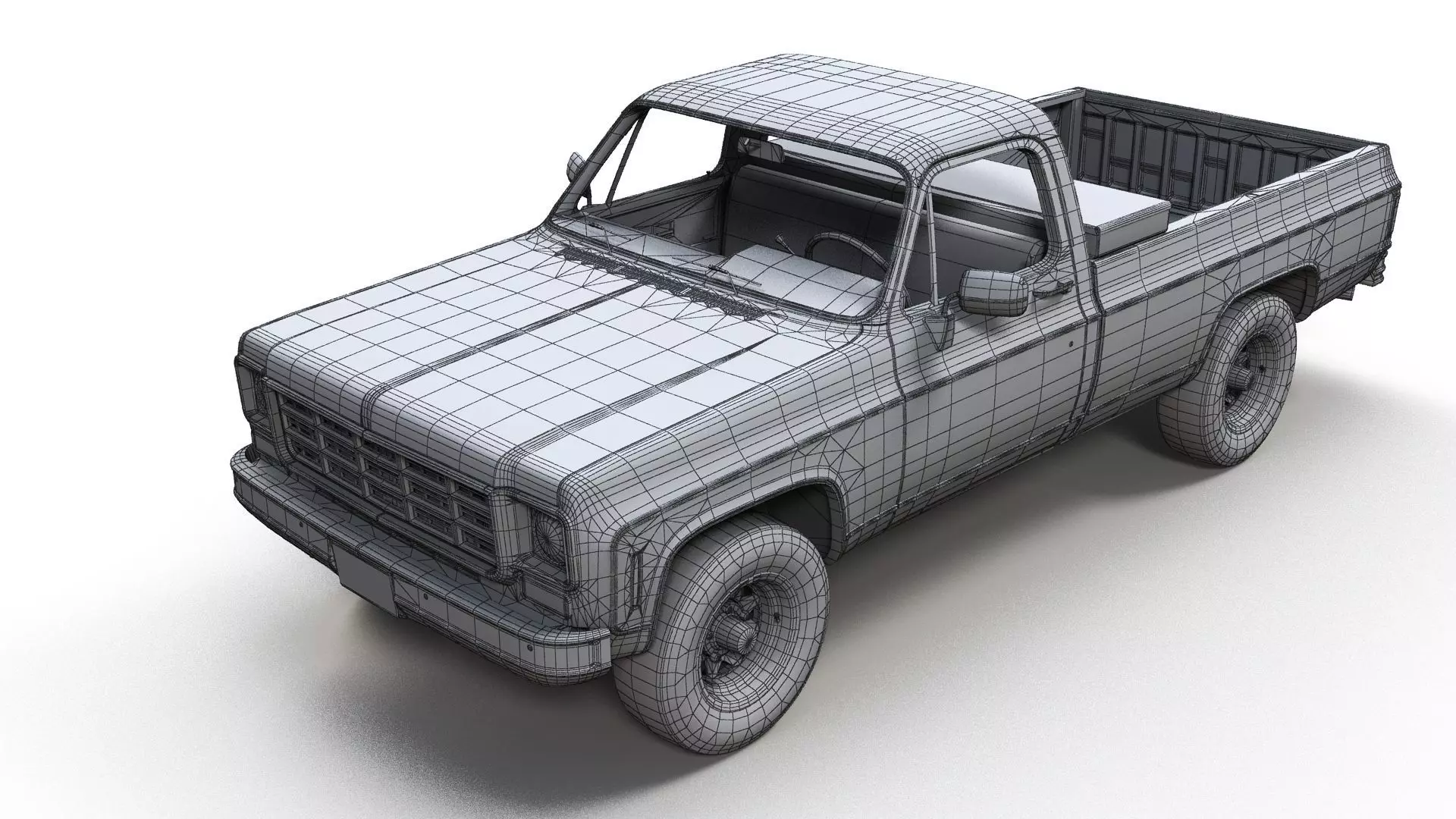 Snow plug 4x4 american pickup truck Low-poly 3D model_32