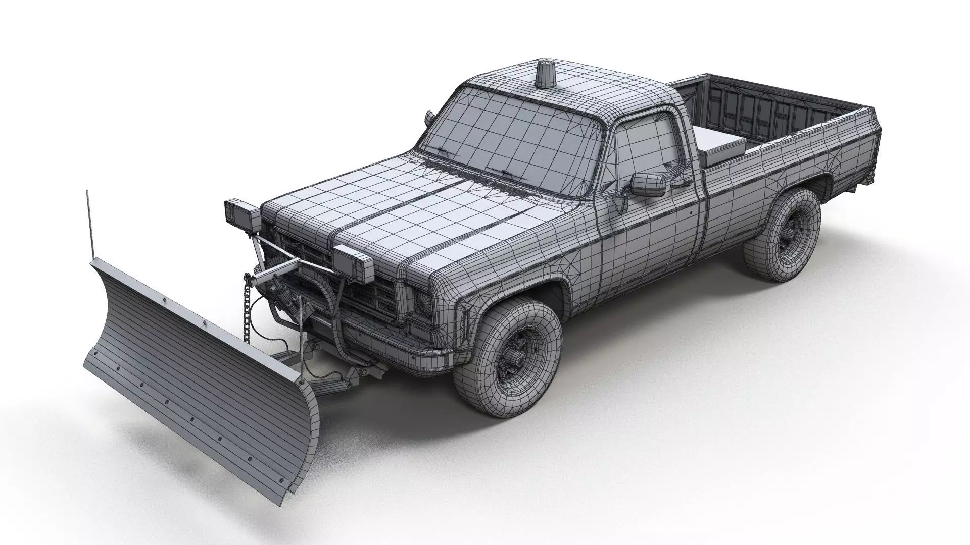 Snow plug 4x4 american pickup truck Low-poly 3D model_24