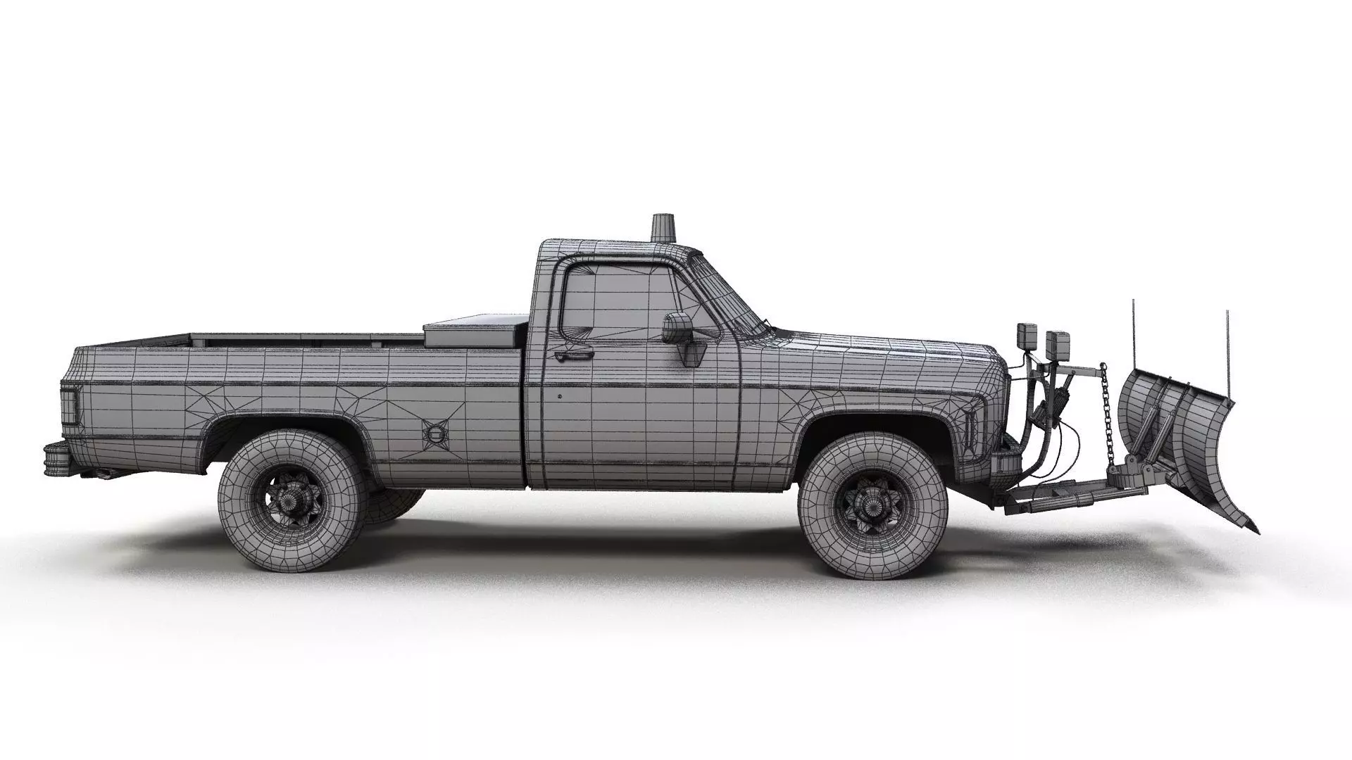 Snow plug 4x4 american pickup truck Low-poly 3D model_26