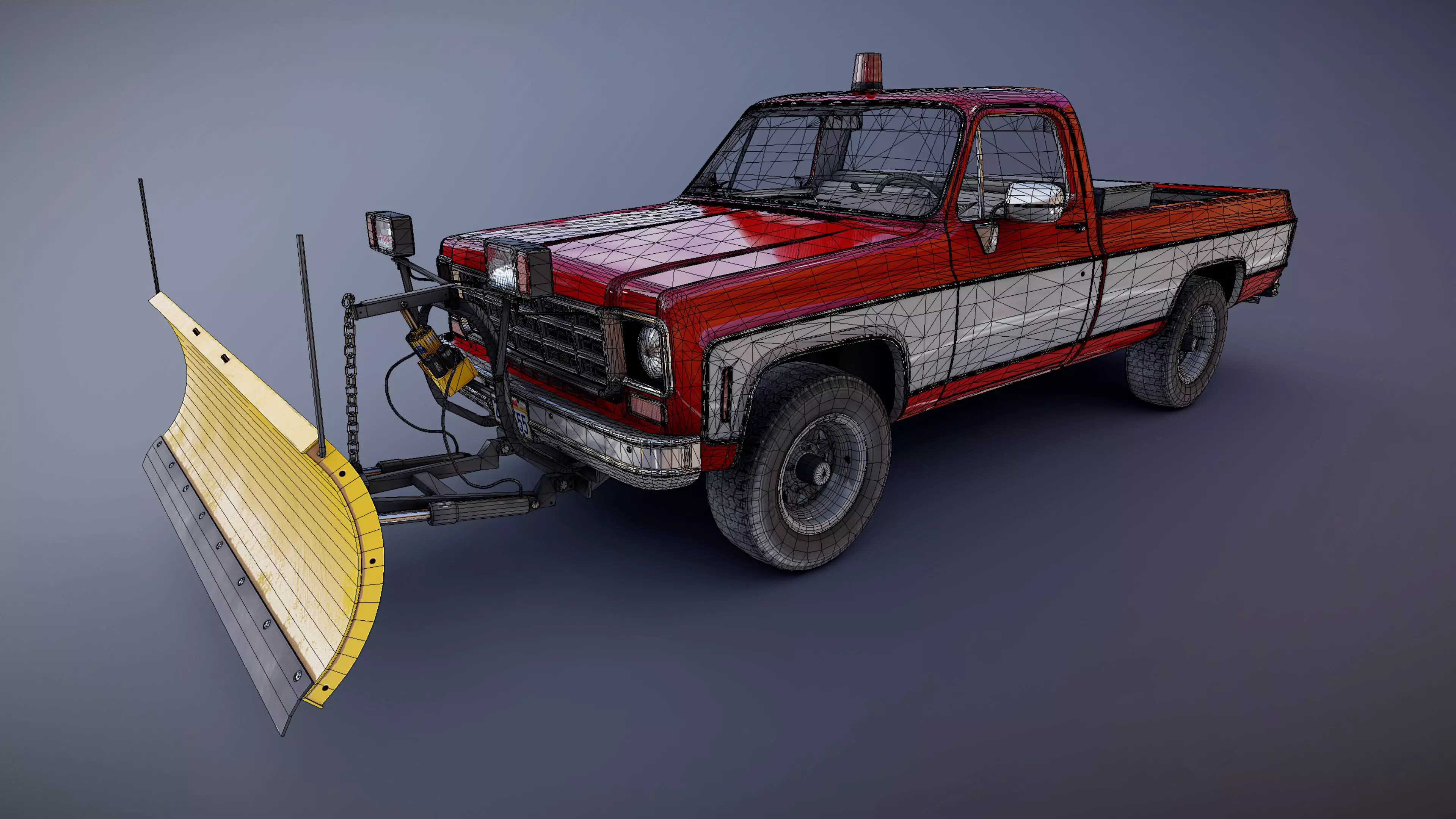 Snow plug 4x4 american pickup truck Low-poly 3D model_49