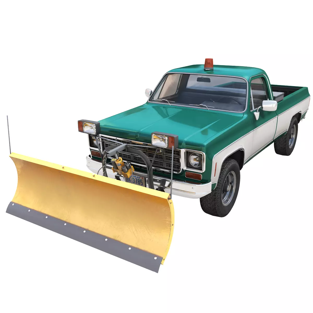 Snow plug 4x4 american pickup truck Low-poly 3D model_0