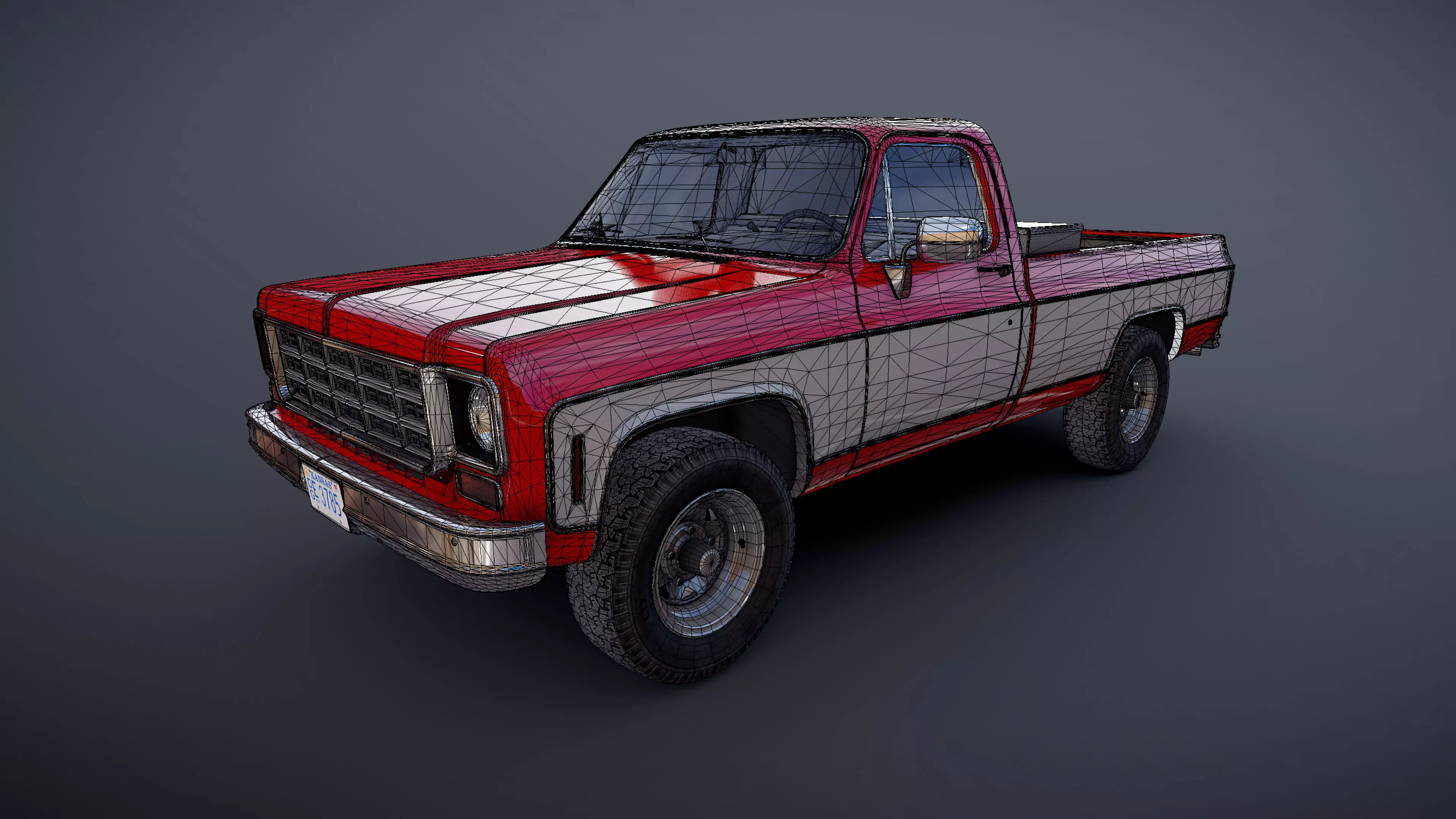 Snow plug 4x4 american pickup truck Low-poly 3D model_57