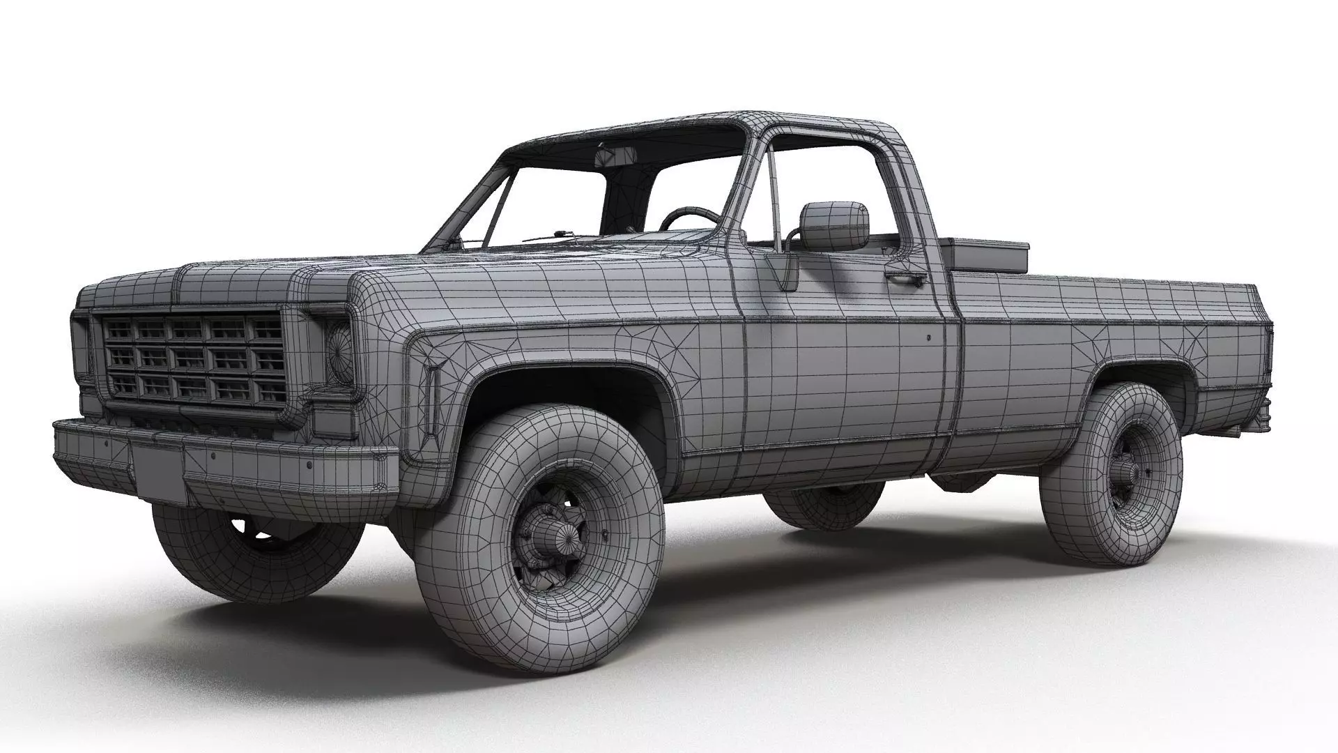 Snow plug 4x4 american pickup truck Low-poly 3D model_39