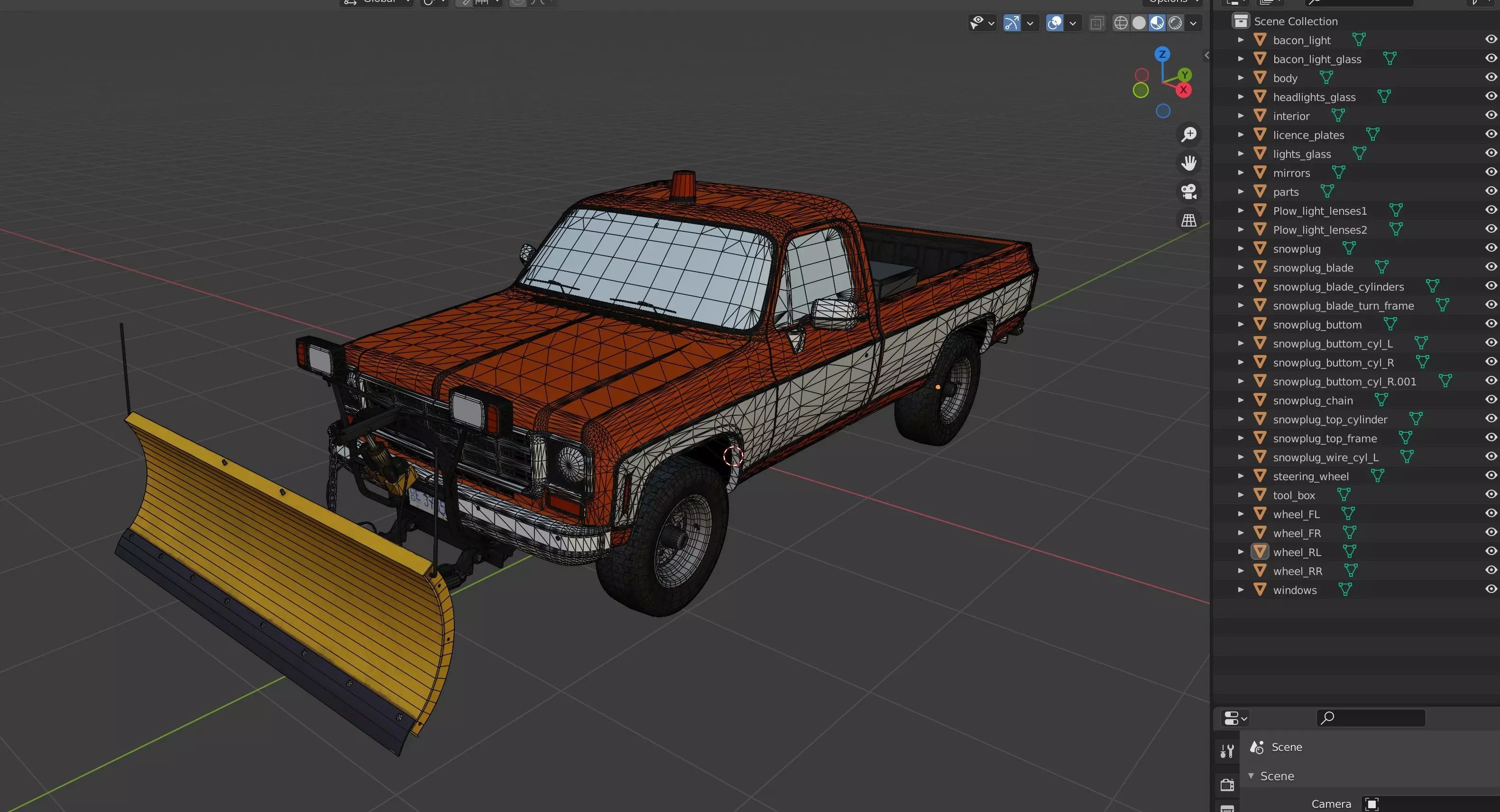 Snow plug 4x4 american pickup truck Low-poly 3D model_64