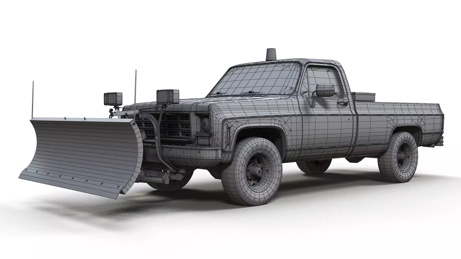 Snow plug 4x4 american pickup truck Low-poly 3D model_31