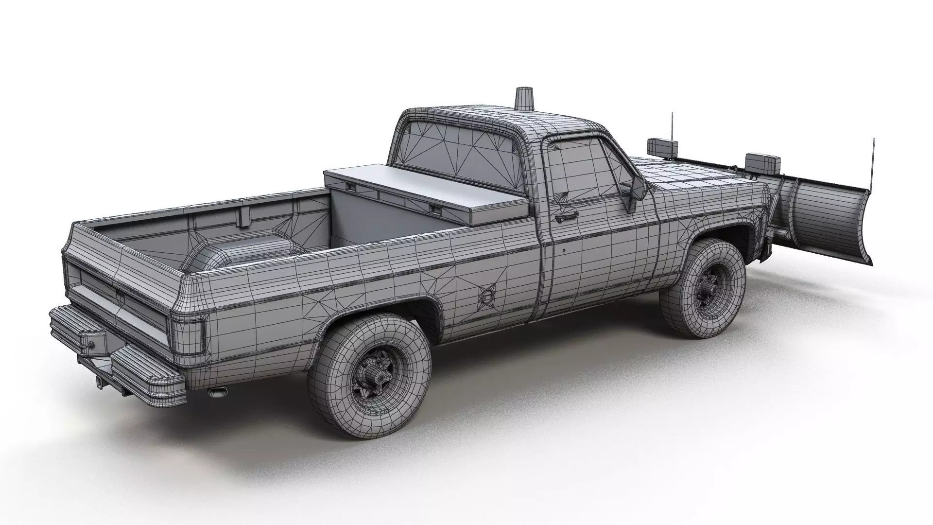 Snow plug 4x4 american pickup truck Low-poly 3D model_25