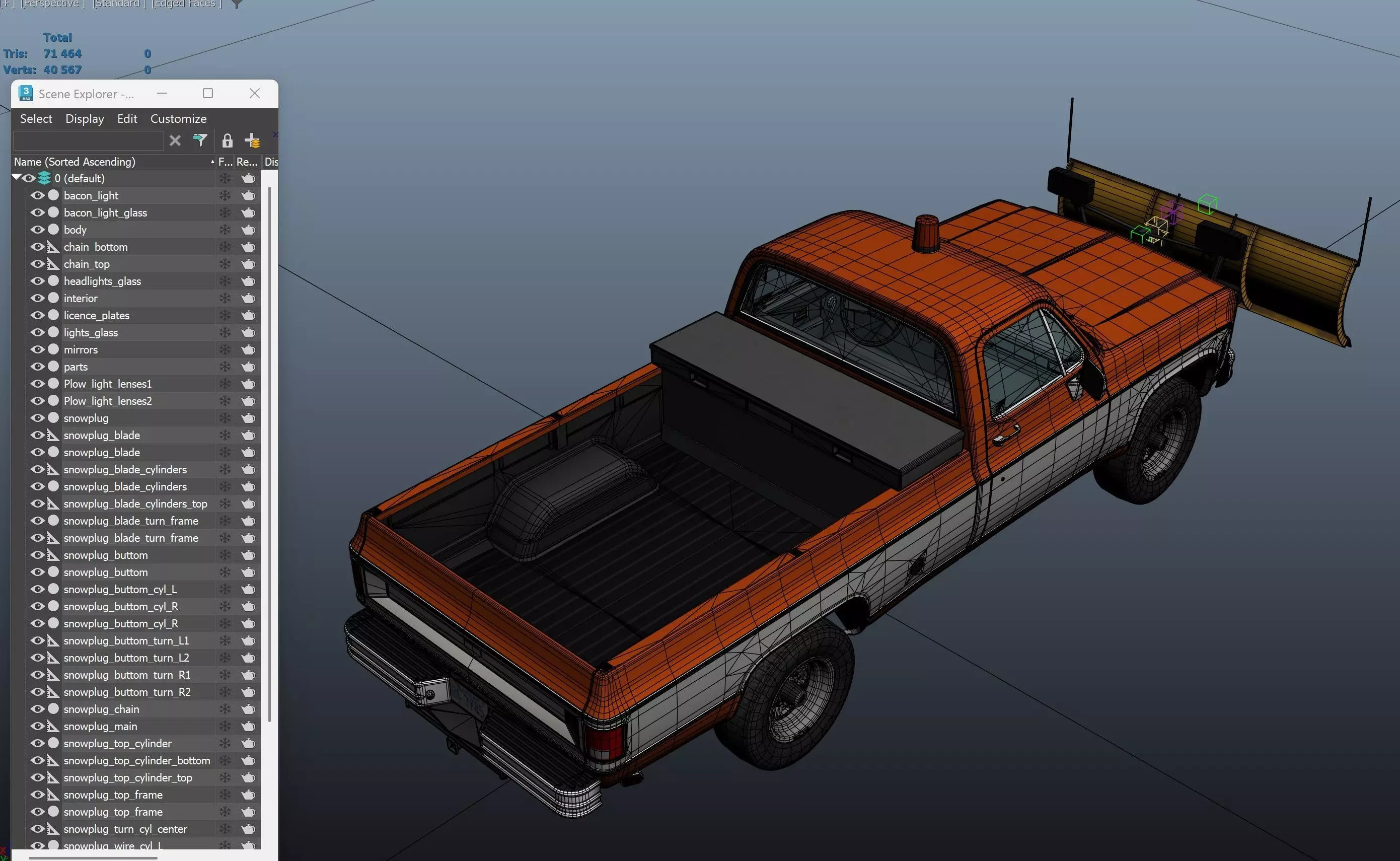 Snow plug 4x4 american pickup truck Low-poly 3D model_60