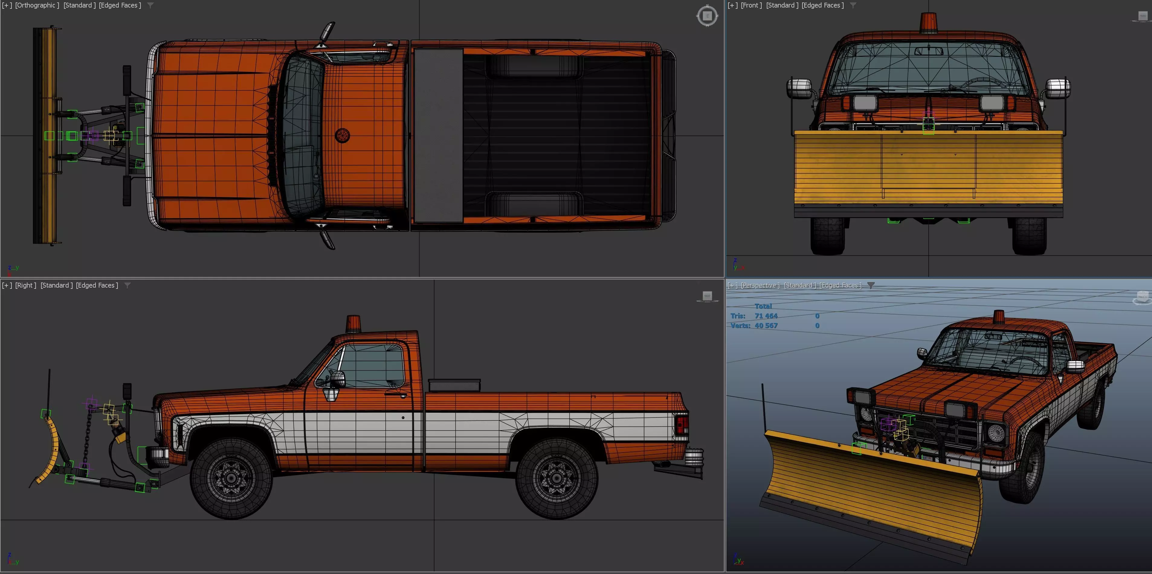 Snow plug 4x4 american pickup truck Low-poly 3D model_61