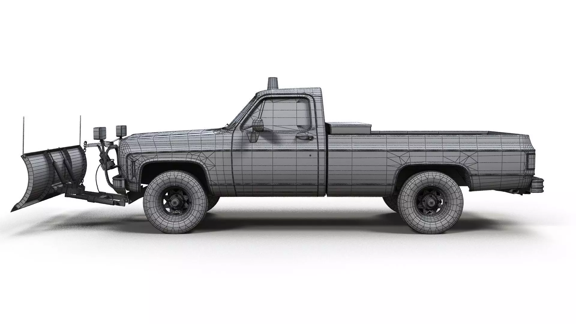 Snow plug 4x4 american pickup truck Low-poly 3D model_28