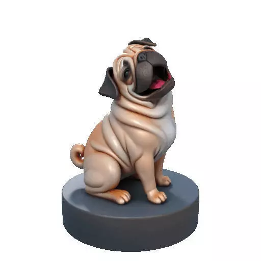2642   Color Laughing Pug  3D  Printed Statue 3D print model_8