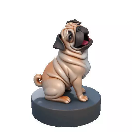 2642   Color Laughing Pug  3D  Printed Statue 3D print model_9