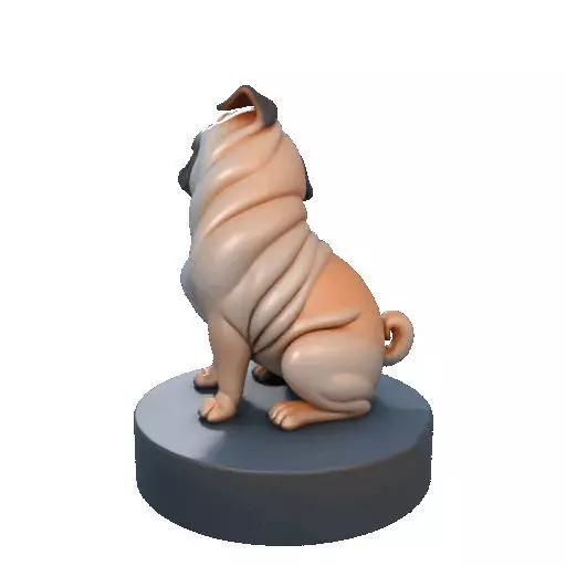 2642   Color Laughing Pug  3D  Printed Statue 3D print model_25