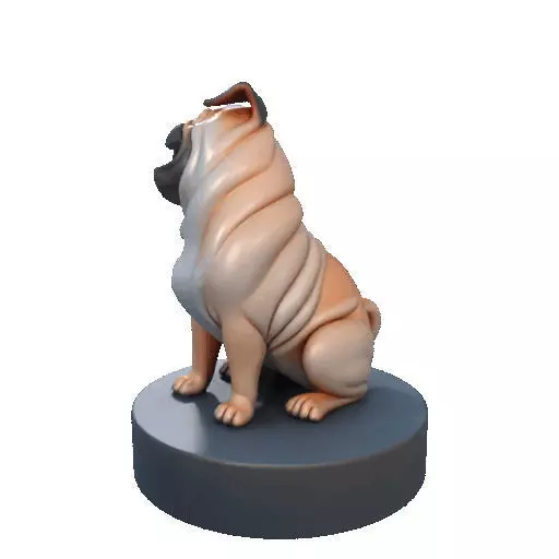 2642   Color Laughing Pug  3D  Printed Statue 3D print model_27