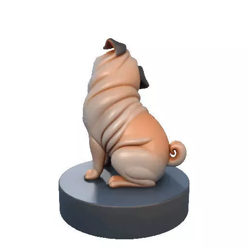 2642   Color Laughing Pug  3D  Printed Statue 3D print model_23