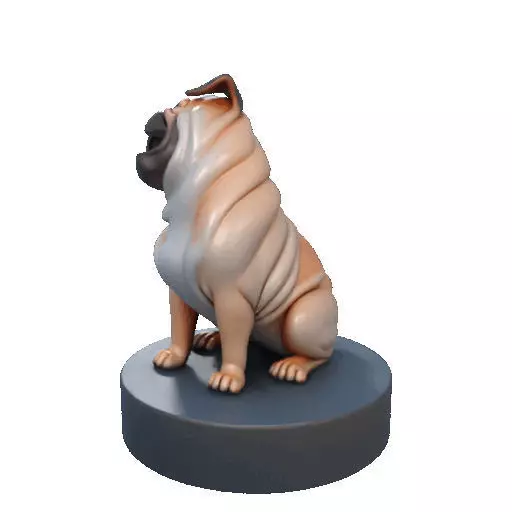 2642   Color Laughing Pug  3D  Printed Statue 3D print model_28