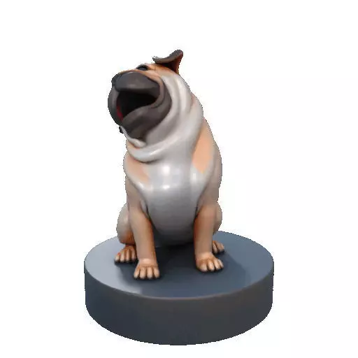 2642   Color Laughing Pug  3D  Printed Statue 3D print model_33