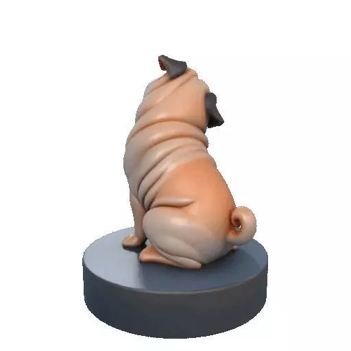 2642   Color Laughing Pug  3D  Printed Statue 3D print model_21