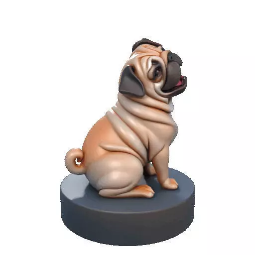 2642   Color Laughing Pug  3D  Printed Statue 3D print model_11