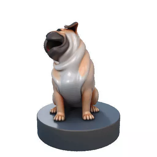 2642   Color Laughing Pug  3D  Printed Statue 3D print model_32