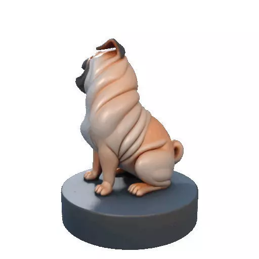2642   Color Laughing Pug  3D  Printed Statue 3D print model_26