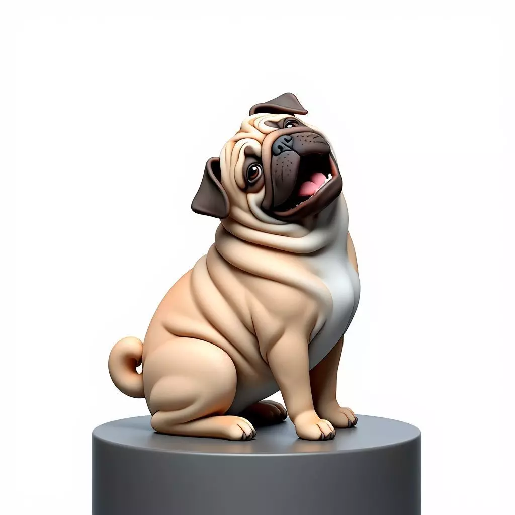 2642   Color Laughing Pug  3D  Printed Statue 3D print model_2
