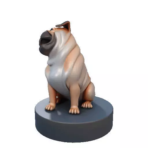 2642   Color Laughing Pug  3D  Printed Statue 3D print model_30