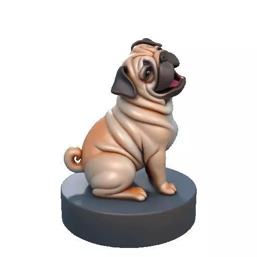 2642   Color Laughing Pug  3D  Printed Statue 3D print model_10