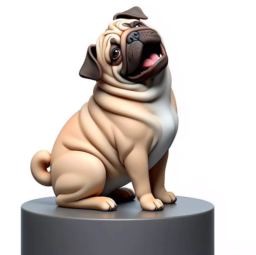 2642   Color Laughing Pug  3D  Printed Statue 3D print model_4