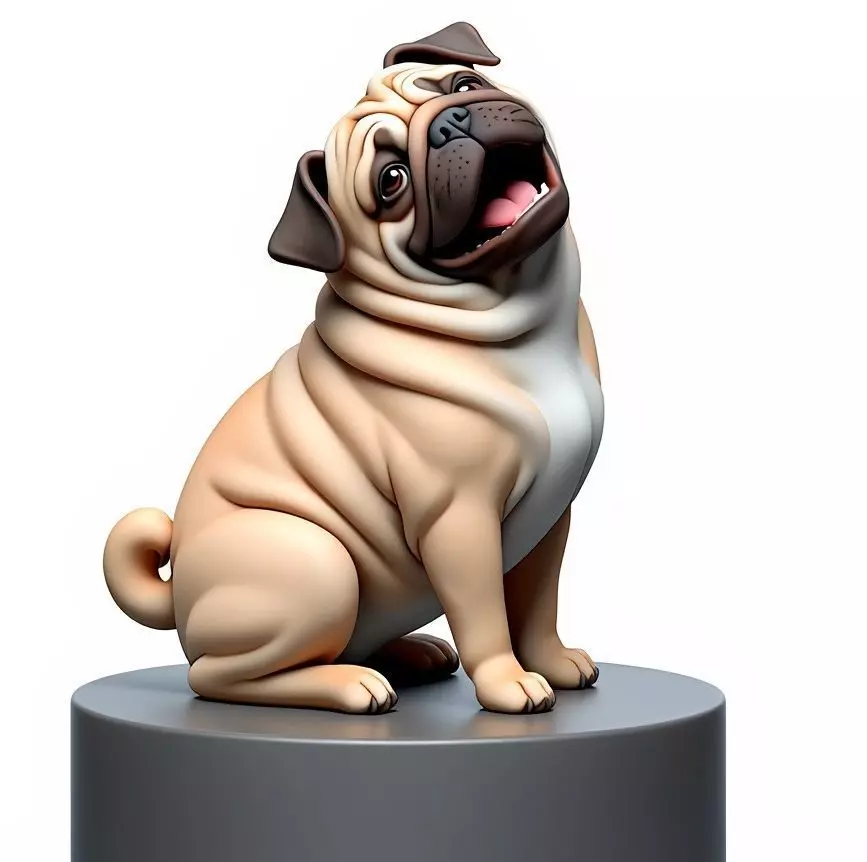 2642   Color Laughing Pug  3D  Printed Statue 3D print model_5