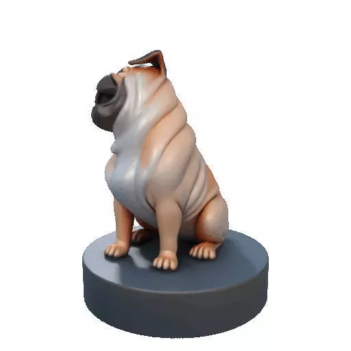 2642   Color Laughing Pug  3D  Printed Statue 3D print model_29