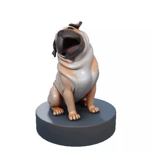 2642   Color Laughing Pug  3D  Printed Statue 3D print model_35