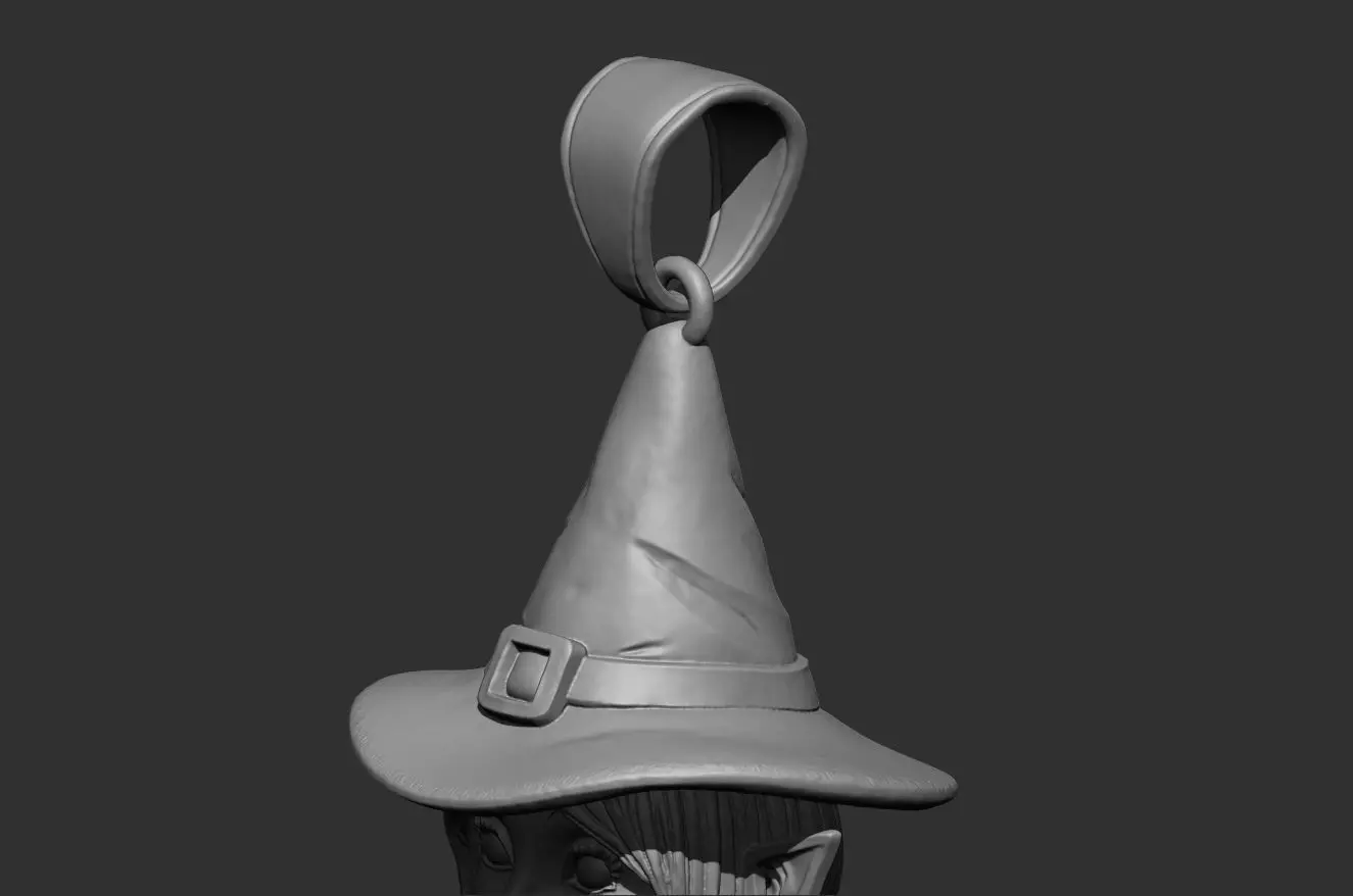 witch pendant - 35mm resin miniature - pre supported 3D print model_10