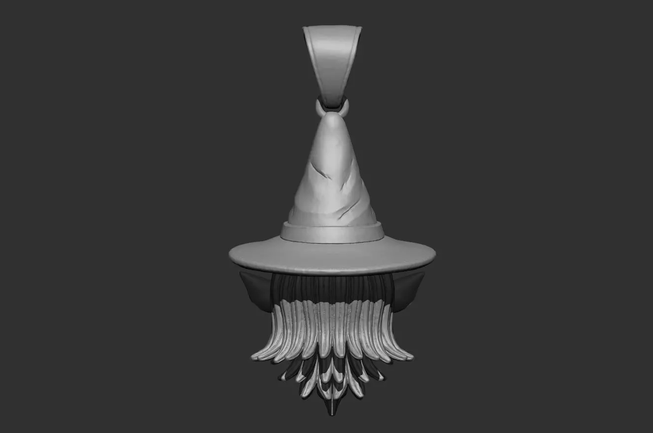 witch pendant - 35mm resin miniature - pre supported 3D print model_5