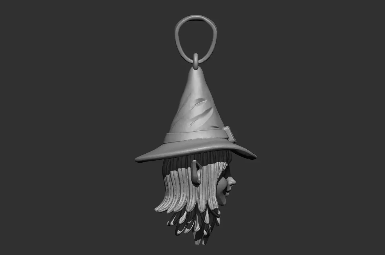 witch pendant - 35mm resin miniature - pre supported 3D print model_7