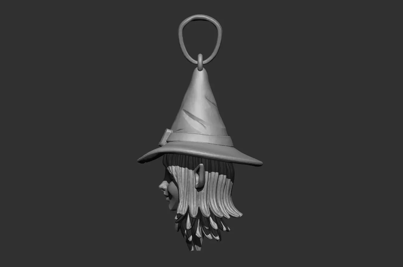 witch pendant - 35mm resin miniature - pre supported 3D print model_3