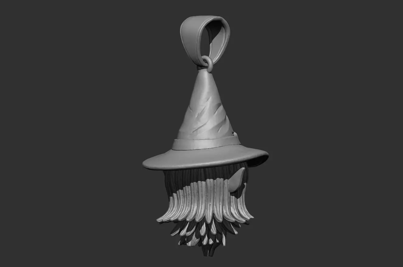 witch pendant - 35mm resin miniature - pre supported 3D print model_6